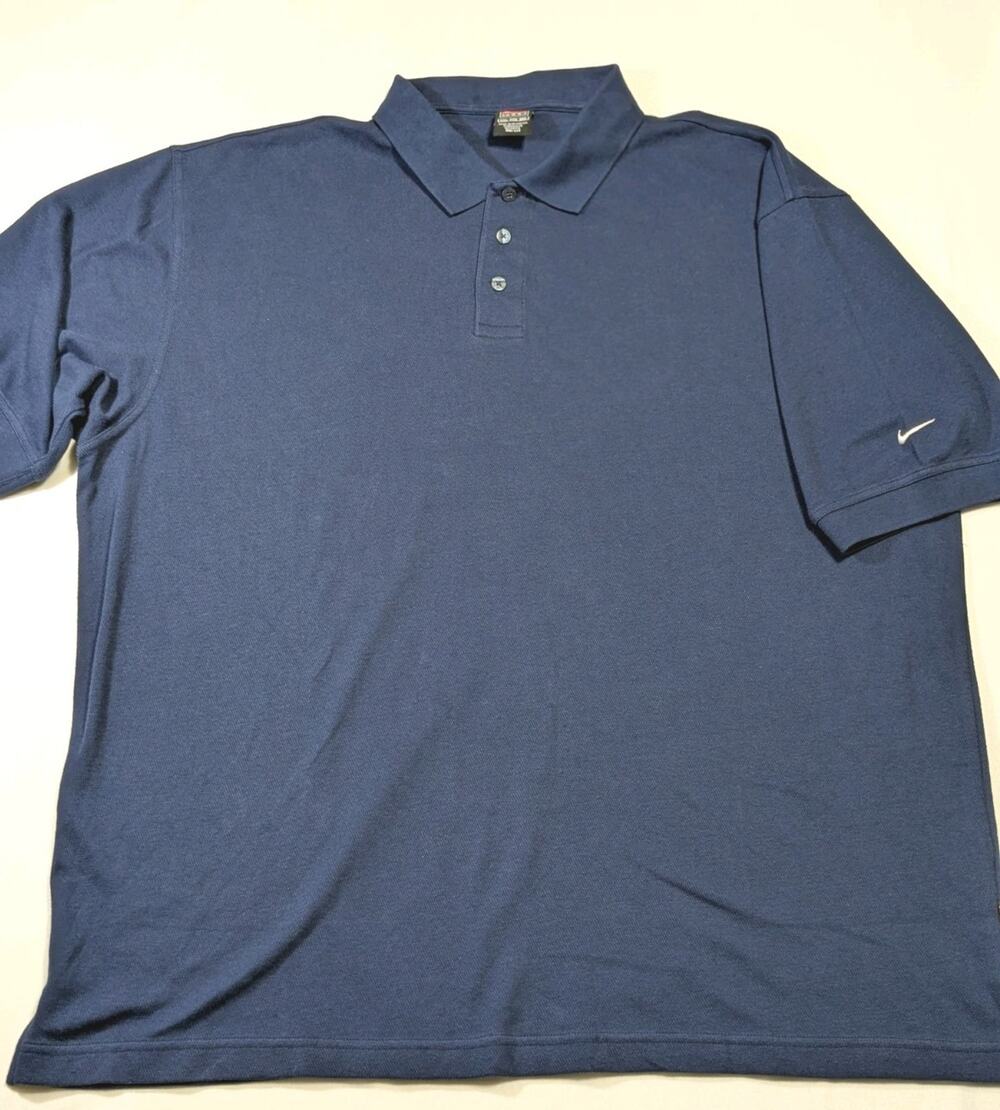 Nike Team Dri-Fit Polo Men's XXL Navy 90s-Y2k Swoosh On Sleeve